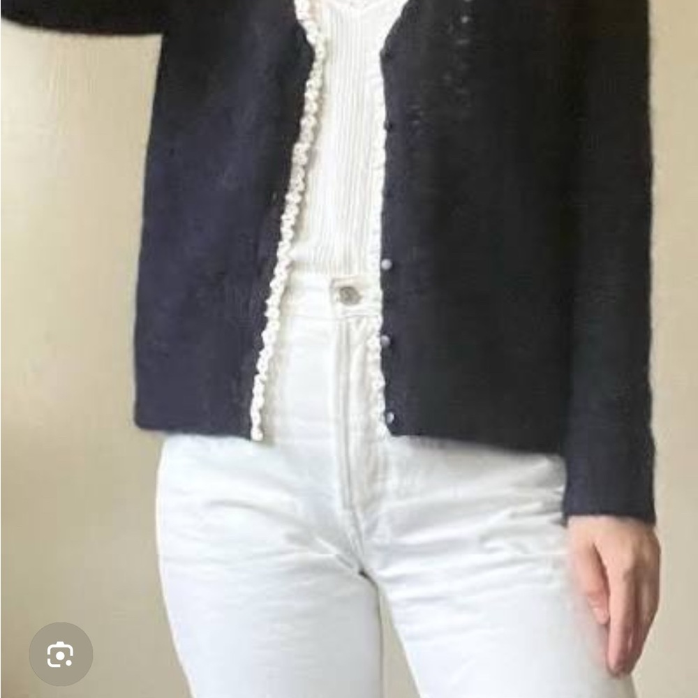 Black Cardigan with White Trim